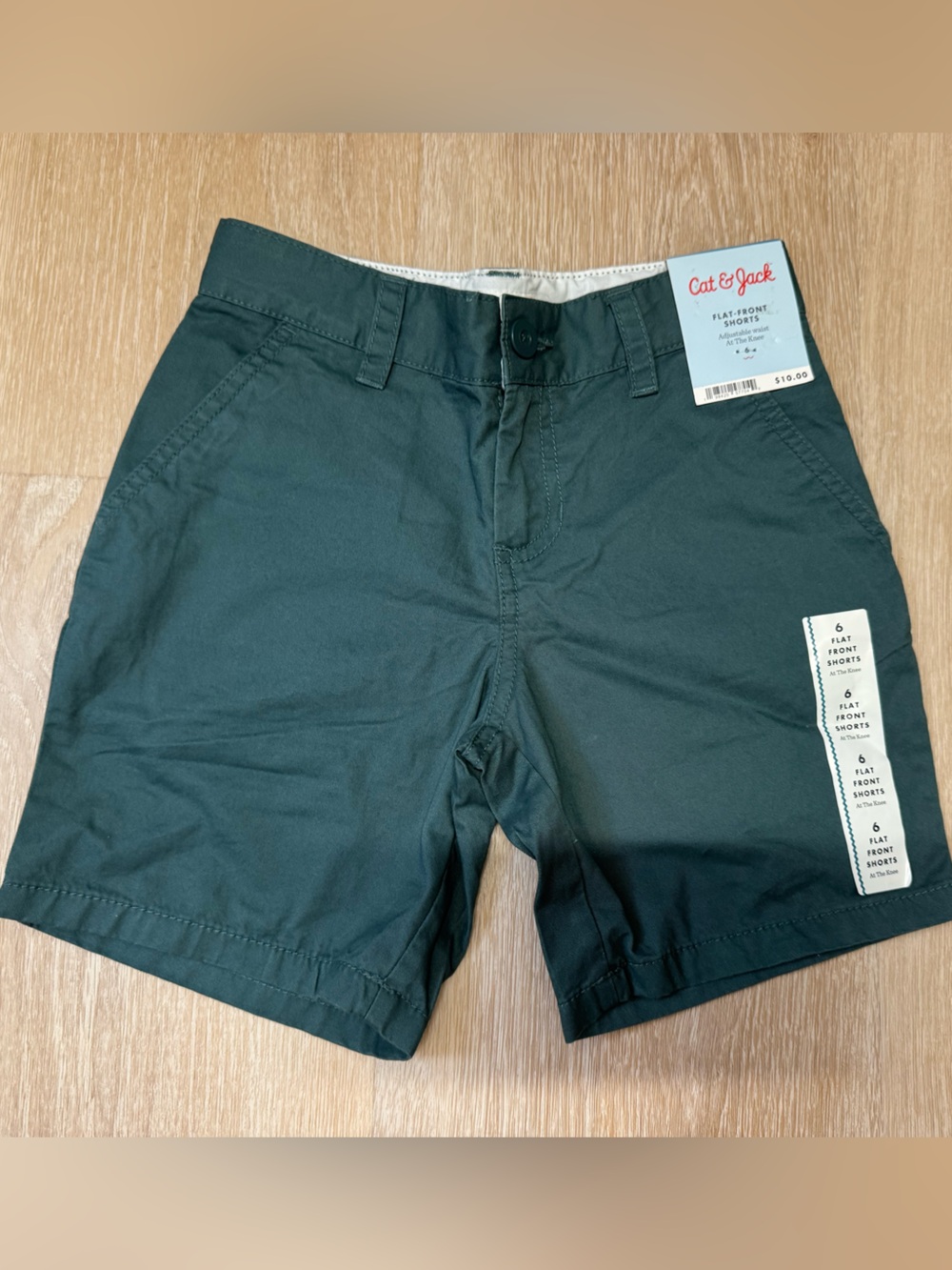 Cat & Jack Dark Green Classic Flat-Front Kids Shorts
